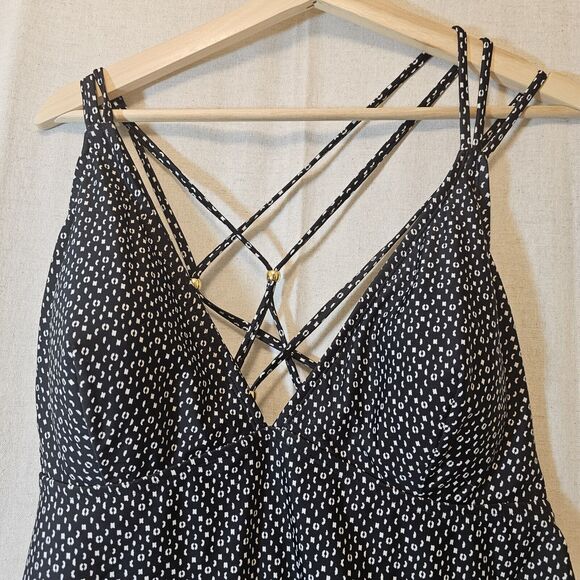 Liz Lange Maternity Swim One Piece Black White Dot Design XXL Strappy With Beads - Picture 2 of 12